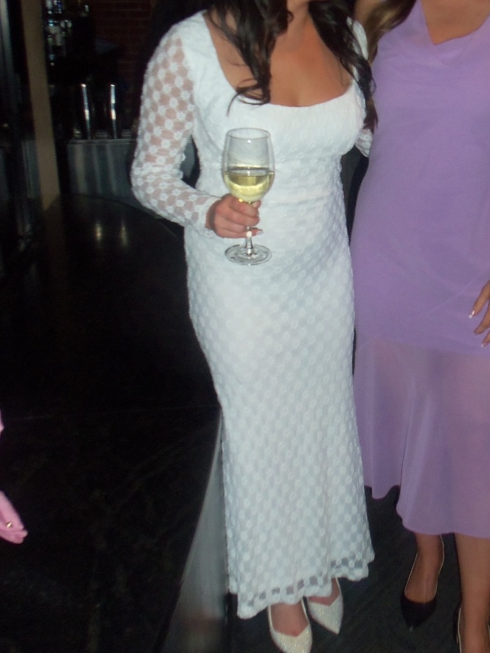 REVOLVE White Long Sleeve Lace Maxi Dress